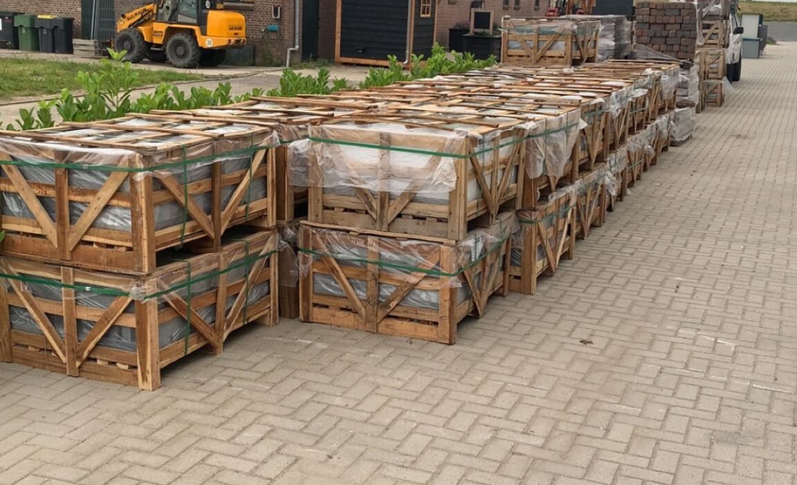 Vietnam Bluestone Crate outside the warehouse