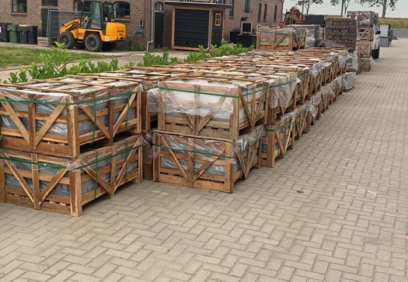 Vietnam Bluestone Crate outside the warehouse
